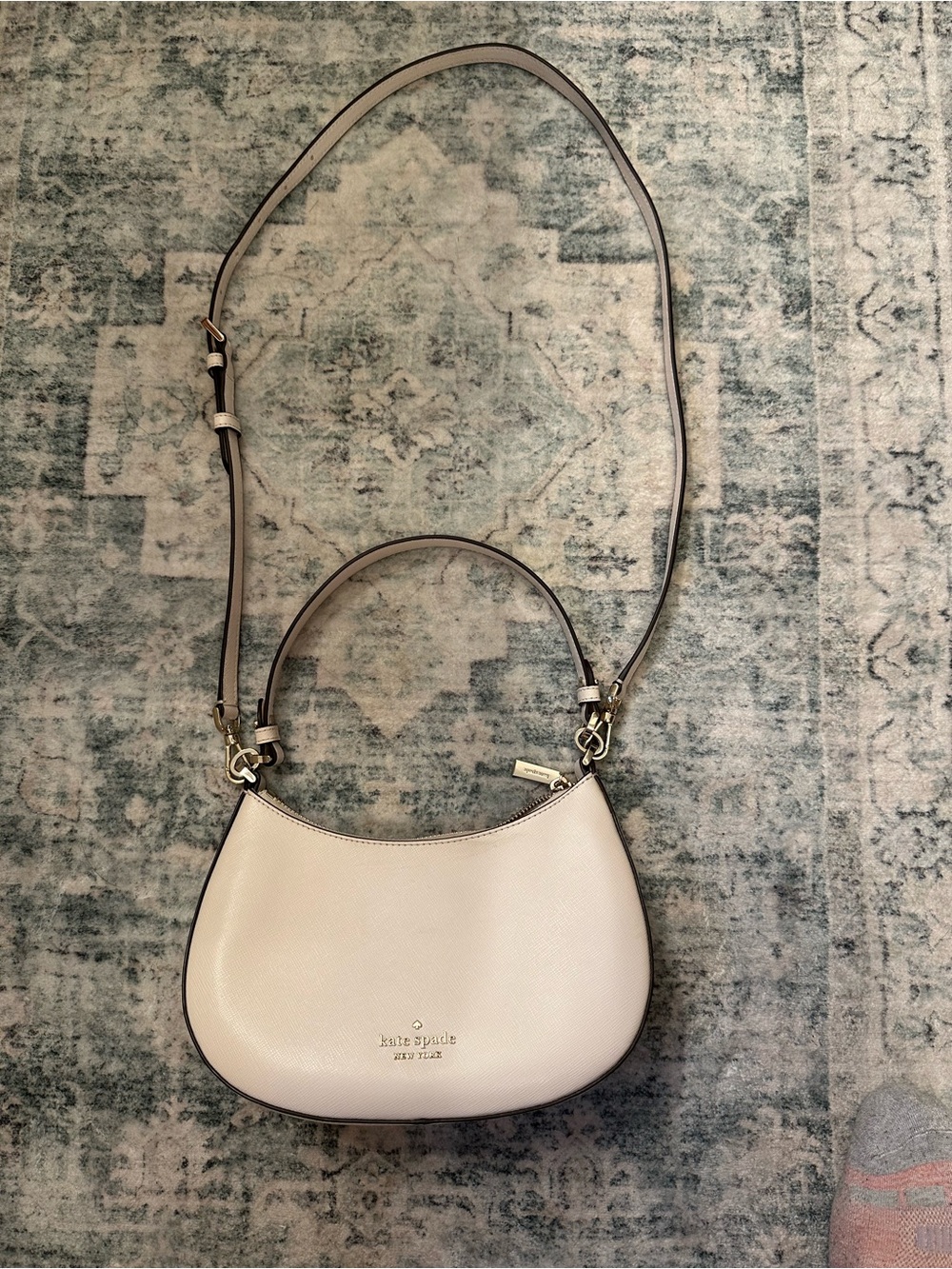 kate spade Cream Saffiano Crossbody Bag with Top Handle